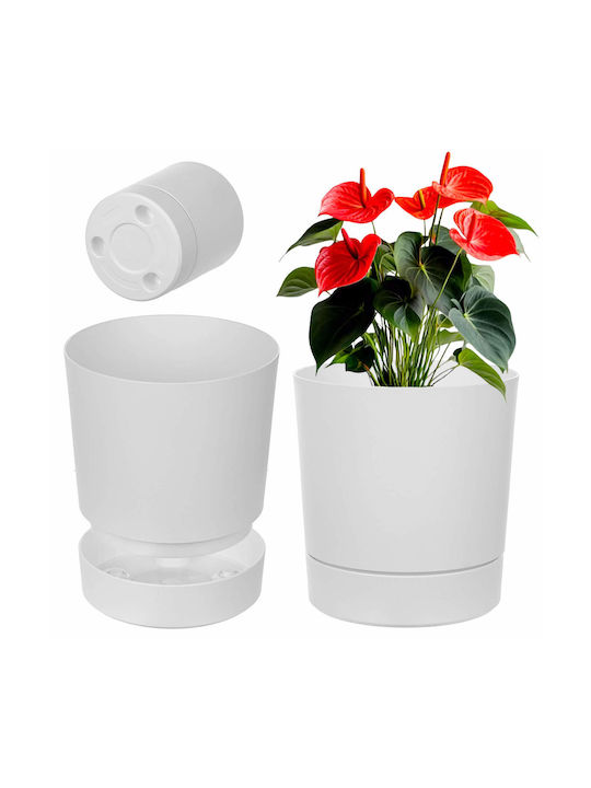 Kadax Plastic White Flower Pot with Saucer 27.5x27.5cm