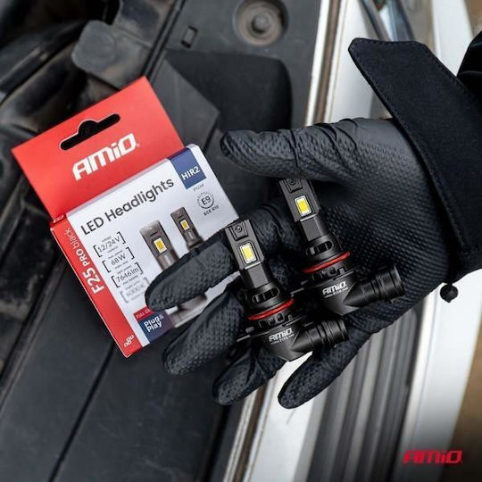 Amio-λαμπτήρες Led F25 Pro Black Edition Hir2 9012 68w 12-24v Full Can Bus Φωτεινότητα 7646lm Ψυχρό Λευκό 6000k Επιβατικά Αυτοκίνητα & Φορτηγά-σετ 2 Τεμ 04724/am 04724/am