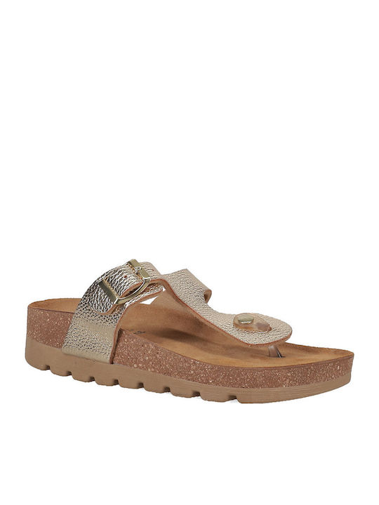 Leder Flache Damen Sandalen Gold