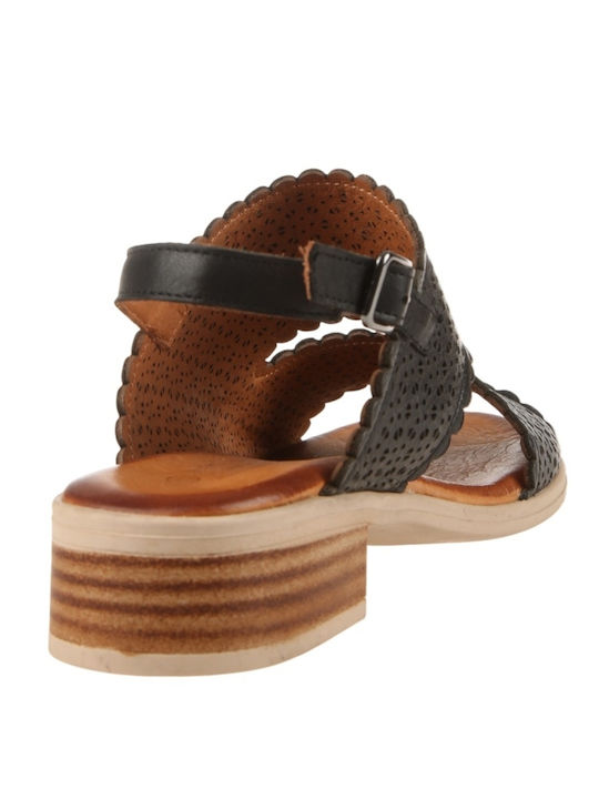 Leather Women's Flat Sandals Black