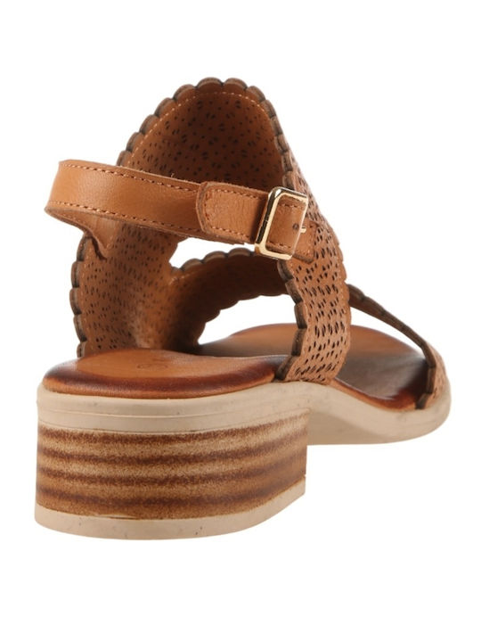 Leather Women's Flat Sandals Brown
