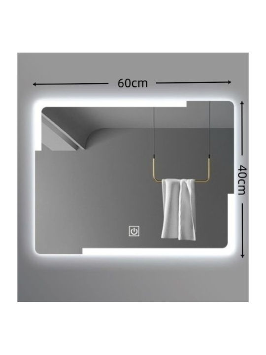 Smart Ορθογώνιος Καθρέπτης Μπάνιου Led Αφής 60x40cm