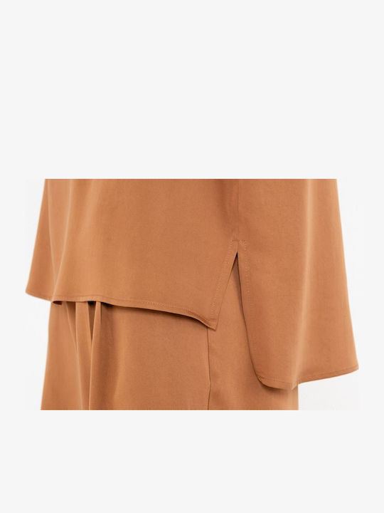 Women's Crop Top Short Sleeve Camel
