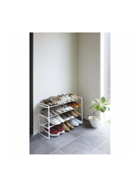 Frame Metallic Shoe Organizer with 3 Shelves White 70x25x46cm