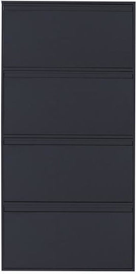 Metall Schuhschrank mit 4 Regalen Black L65.5xW15.5xH137.5cm