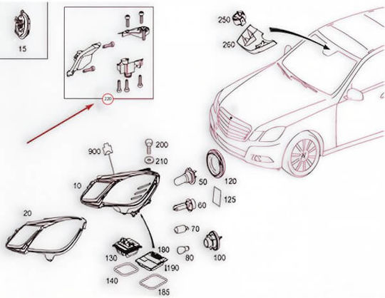 Βάσεις Επισκευής Αριστερού Φαναριού Mercedes-benz E-class W212 09-12 Pre Facelift 3 Τεμάχια Mercedes Benz Cαrνεr