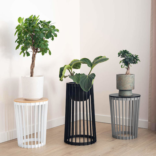 Suport De Plante Cu Flori De Podea Loft Dublu Față Gri 39,5 Cm