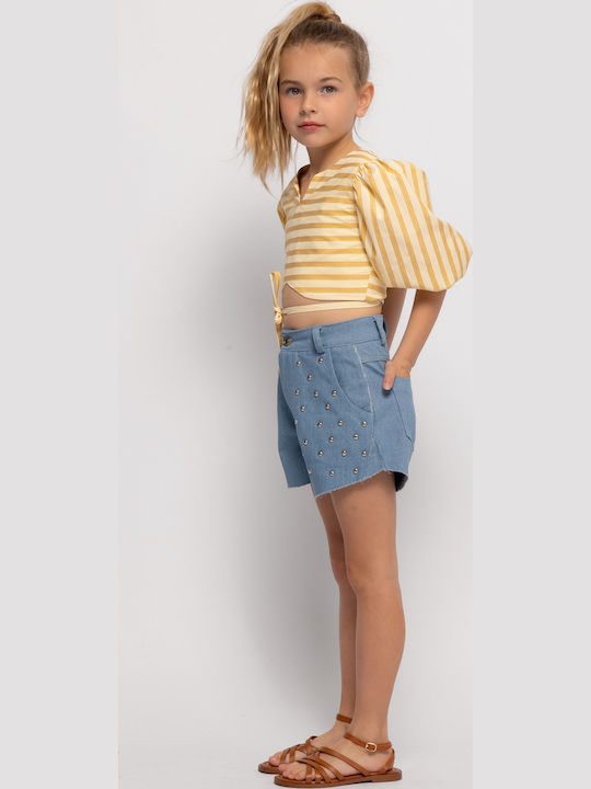 Σετ Παιδικά Crop Top Καφέ Κίτρινη