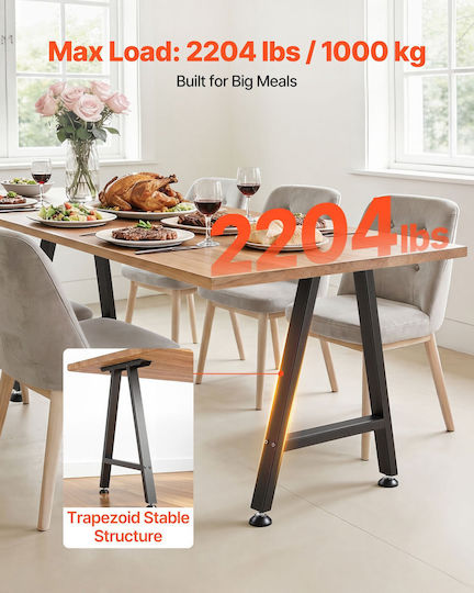 Vevor Metal Furniture Leg 2 Pieces Suitable for Table / Coffee Table / Office 74x55x21.7cm Black