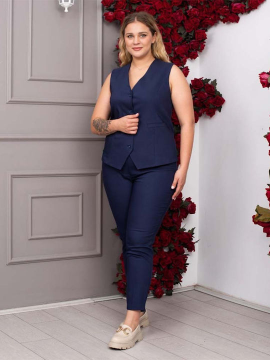 Women's Fabric Trousers Navy Blue