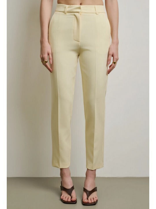 Women's Yellow Set with High Rise Slim Fit Trousers