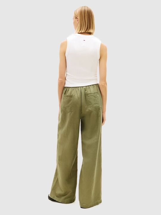 Damen Leinenhose Khaki