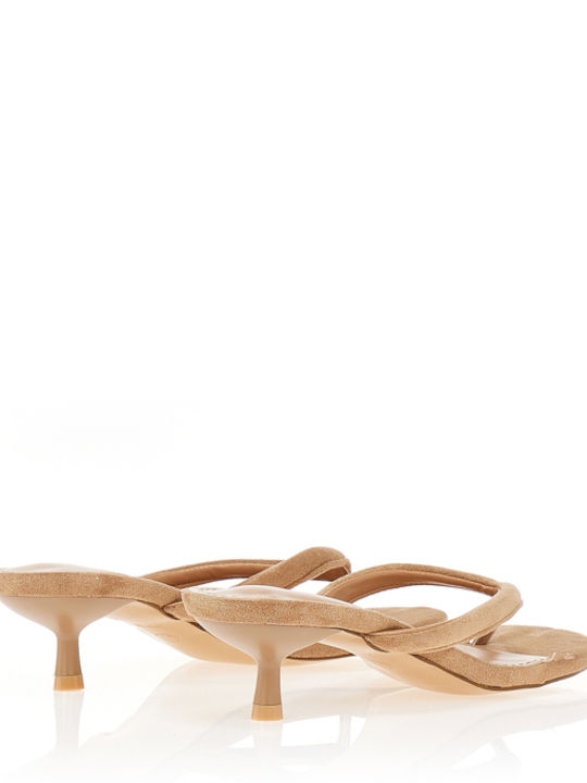 Suede Mules With Heel In Brown Colour