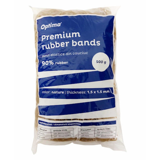 Benzi Elastice Optima Bani 90% Cauciuc 500g/Pungă Diametru 60mm Grosime 1.5mm X 1.5mm Optima Naturale