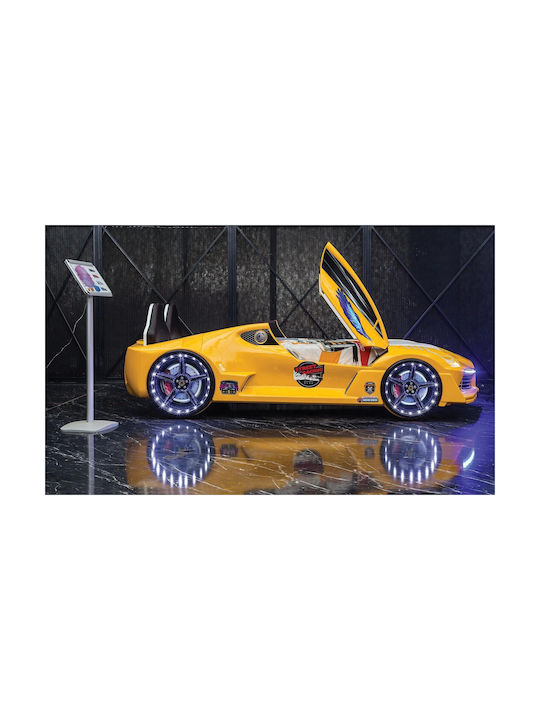 SteweHome Bed With Racing Car Theme Yellow 243 x 134 x 60cm
