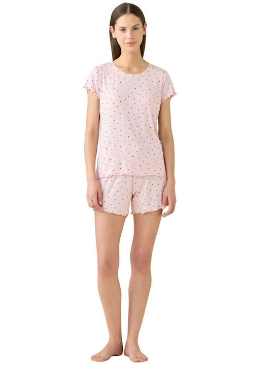 Noidinotte Sommerliches Damen-Pyjama-Set Rosa