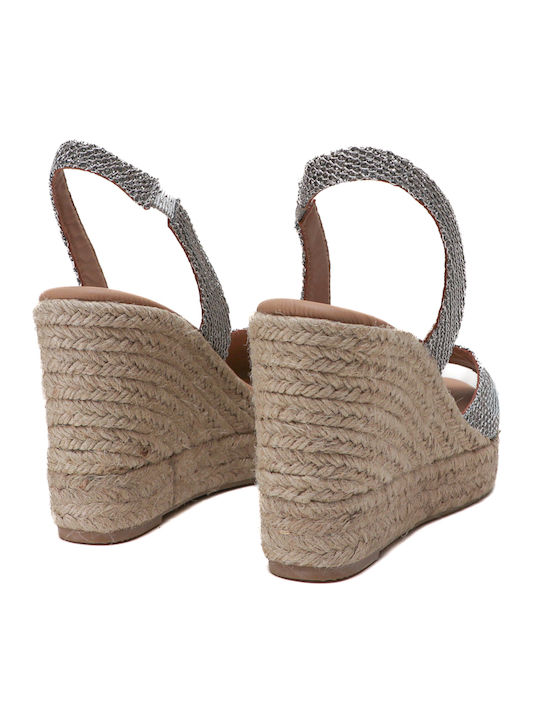 Sommer Damenplattformen im Stil Espadrilles Silber