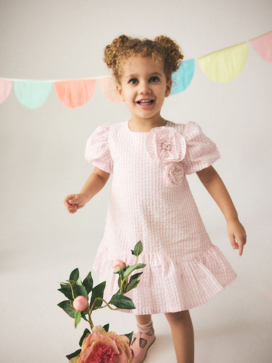 Girls Dress Striped Pink