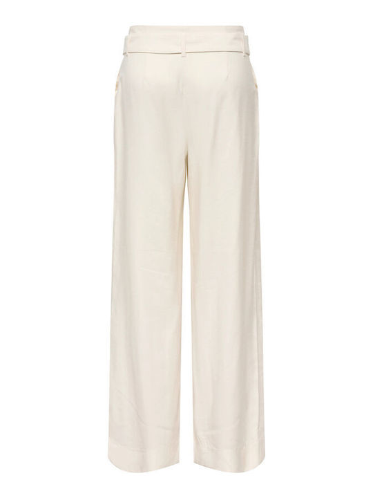 Wide Women's High Rise Fabric Trousers White
