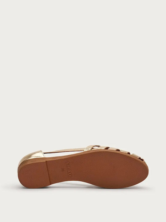 Damen Ballerinas aus Leder in Gold Farbe