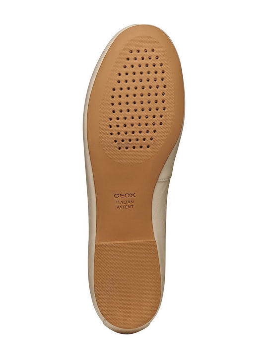 Palmaria Leather Women's Ballerina Shoes in Beige Colour