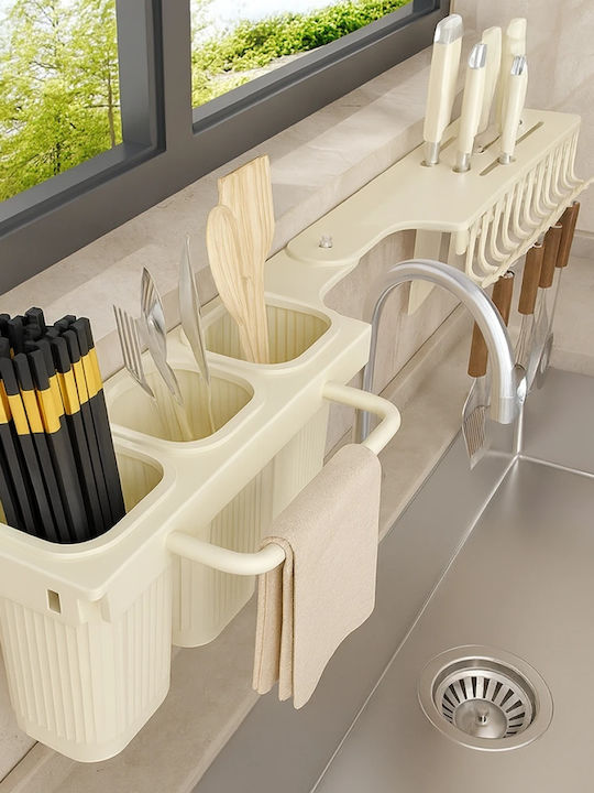 Geschirrabtropfer & Abtropfgitter Abtropfgestell für Besteck Metallisch Beige 67x9x12cm