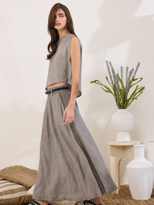 Set Cu Fustă Maxi Gri Ss0326004
