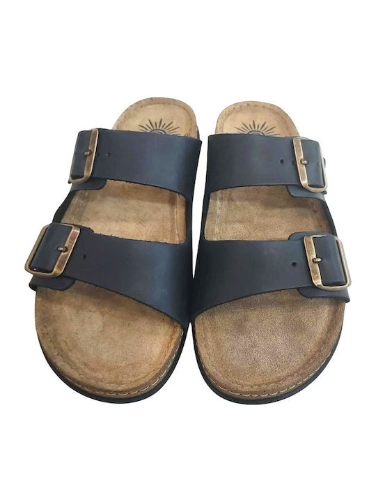 Sunny Sandals Leather Men's Sandals In Black Colour