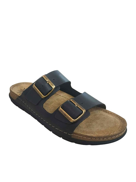 Leder Herrensandalen in Schwarz Farbe