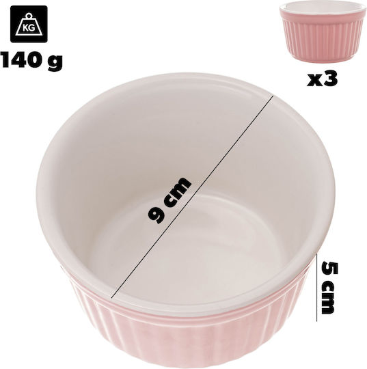 Kadax Rundes Hitzebeständiges Kochgeschirr für Soufflé Keramik 9x9cm 3 Stück