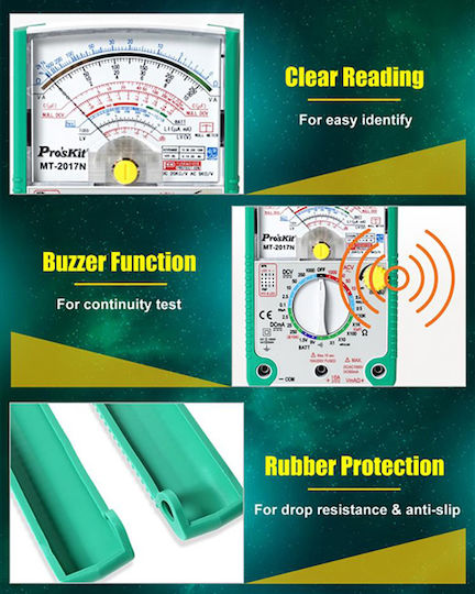 Analog Multimeter Analog + Buzzer + Diode + Transistor + Capacitor Capacitance Mt-2017n S/pro'skit