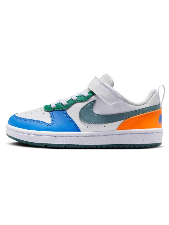 Court Borough Low Kids Sneakers with Hoop & Loop Closure White