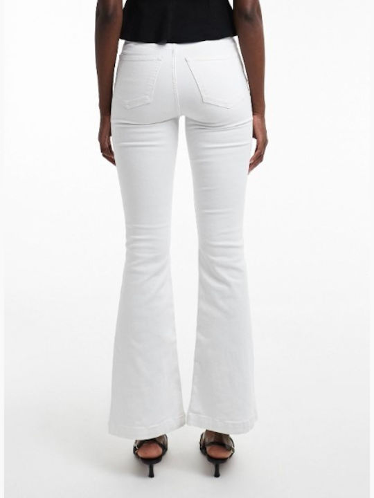 High Rise Women's Flared Slim Fit Jean Pants White