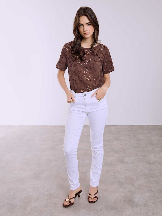 Celestino Damen Jeans Gerade Passform Weiß
