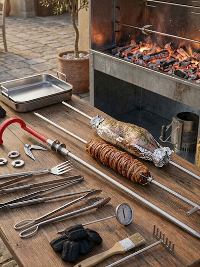 Lianos Inox Barbecue Spit for Lamb 180cm