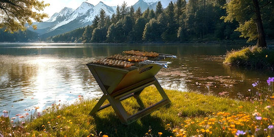 Chomik Tragbare Holzkohlegrill Mit einem Deckel 45x30cm