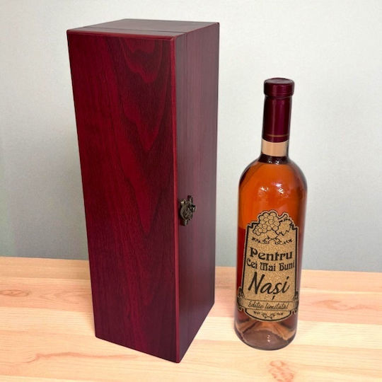 Elegante Holzbox mit Griff, Eine Flasche Wein, Nachricht Best Godparents, 4 Barzubehör
