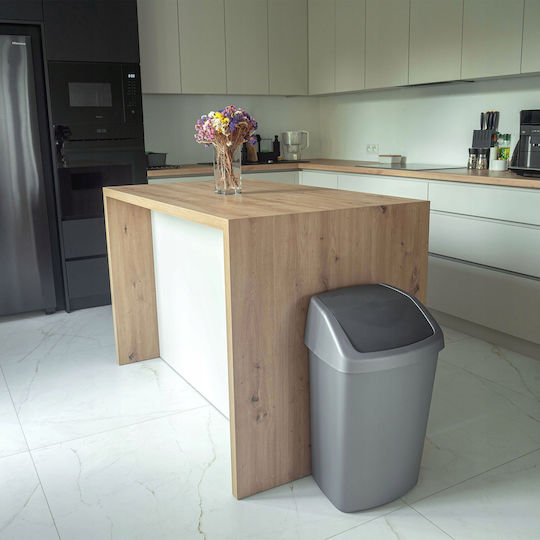 Swing Top Trash Bin 50l 40.6x34x66.8cm Dark Gray Silver