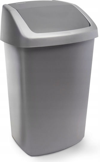Swing Top Trash Bin 50l 40.6x34x66.8cm Dark Gray Silver