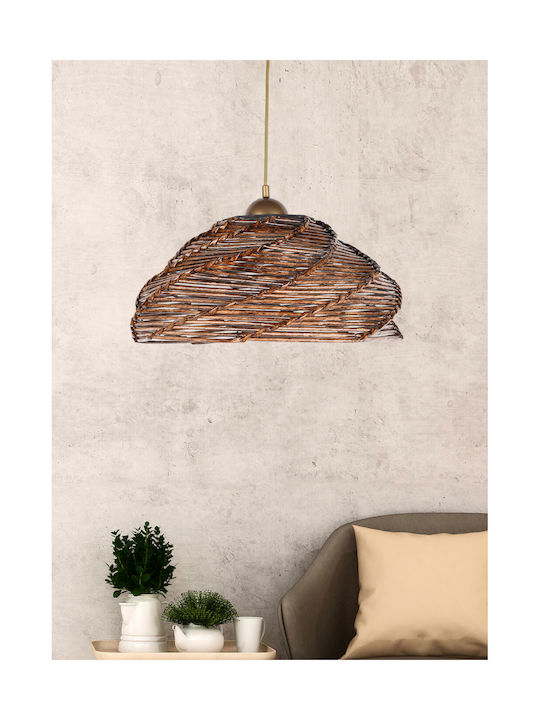 HomeMarkt Ovale Adjustable Brown Boho Ceiling Light with E27 Socket 36x36x65cm
