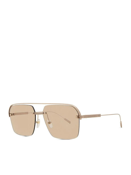 Zegna Women's Sunglasses with Rose Gold Metallic Frame and Pink Lens EZ0213 29E