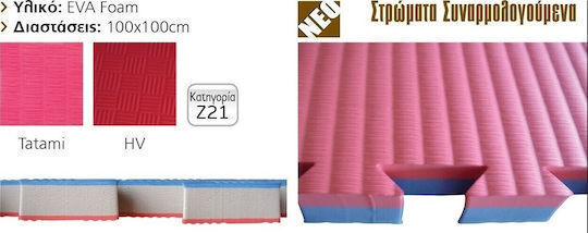 AMILA Podele Puzzle de Gimnastică Pe Două Fețe Roșu/Negru 100x100x2cm 1buc
