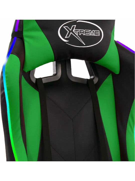 vidaXL 287999 Gaming Chair with Adjustable Armrests and RGB Lighting Green / Black