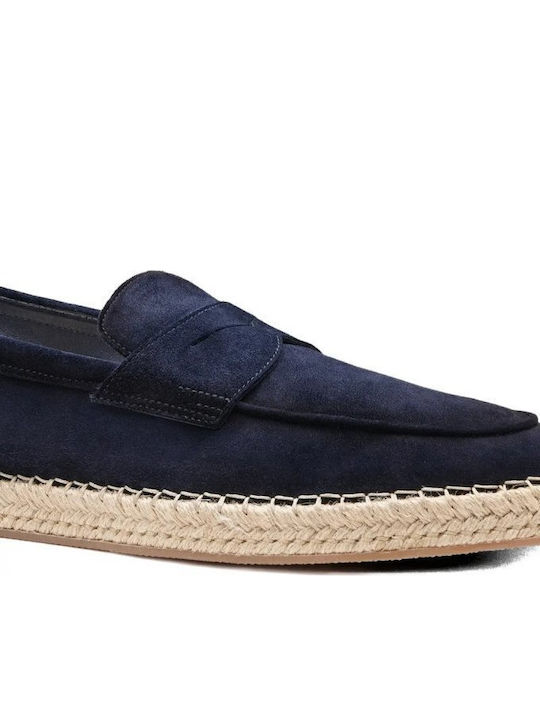 Leather Men's Espadrilles in Blue Color