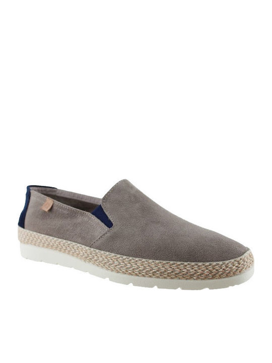 Leather Men's Espadrilles in Gray Colour