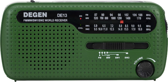 Degen DE13 Tragbares Radio Solar mit USB Grün