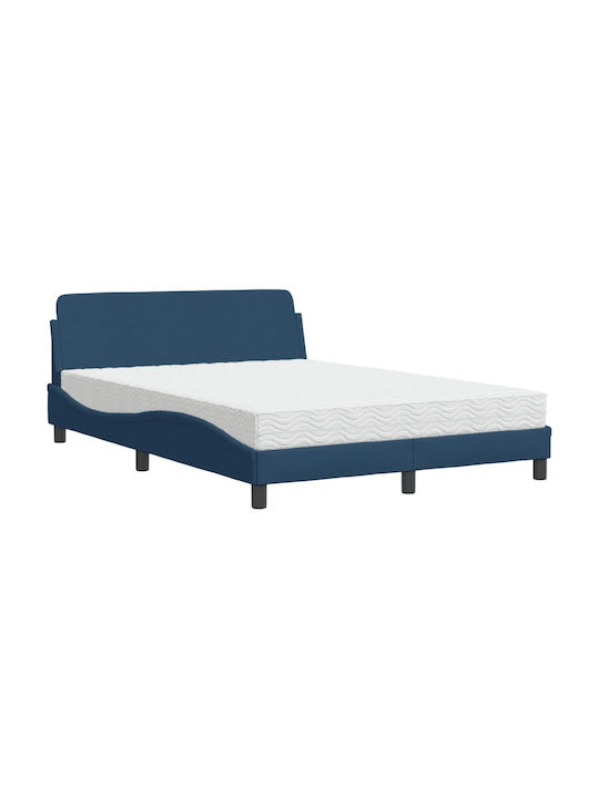 Bett Doppelbett Mit Stoff bezogen Blue mit Latten & Matratze 140x200cm