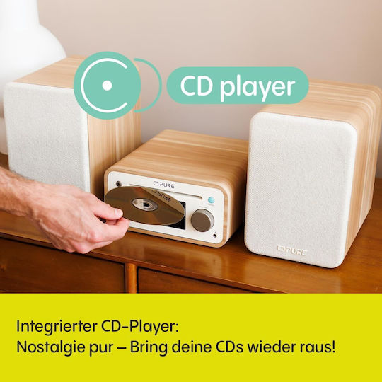 Pure Sistem audio 2 Classic Stereo Mini cu CD Player și Bluetooth Alb