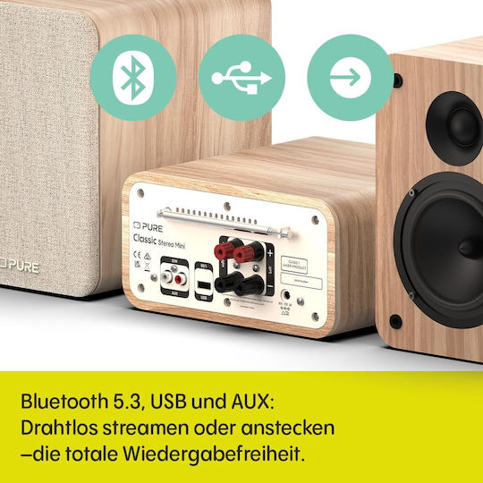 Pure Sistem audio 2 Classic Stereo Mini cu CD Player și Bluetooth Alb