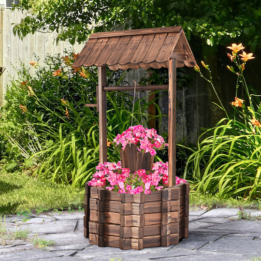 Costway Wooden Wishing Well Flower Pot Bucket Rustic Garden Decoration Hz10395cf